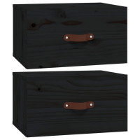 Produktbild för Väggmonterade sängbord 2 st svart 40x29,5x22 cm