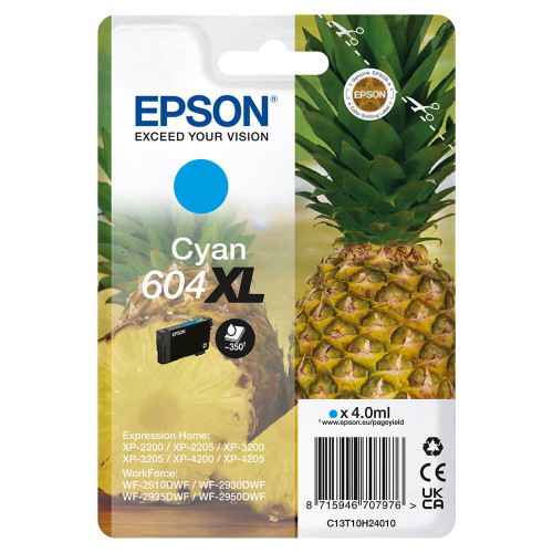 EPSON Ink C13T10H24010 604XL Cyan Pineapple