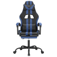 Produktbild för Gamingstol med fotstöd svart och blå konstläder