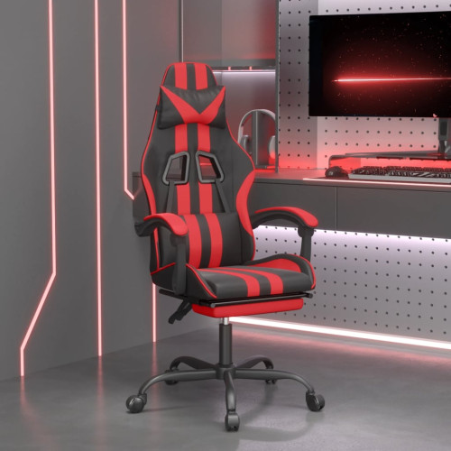 vidaXL Gamingstol med fotstöd svart och röd konstläder