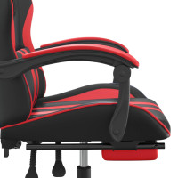 Produktbild för Gamingstol med fotstöd svart och röd konstläder