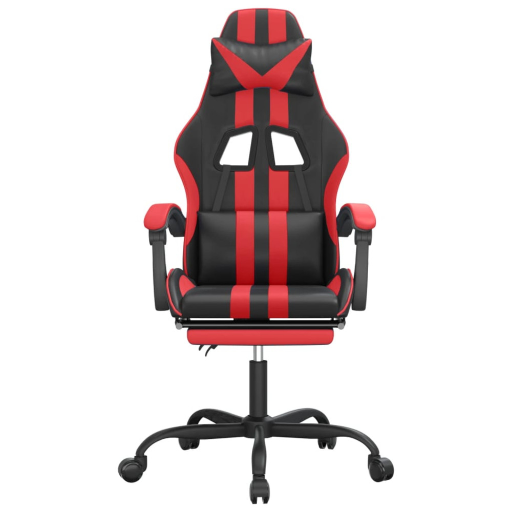 Produktbild för Gamingstol med fotstöd svart och röd konstläder