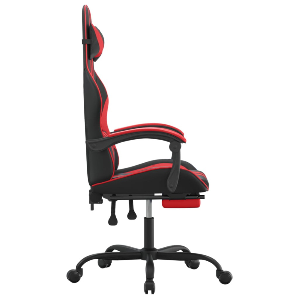 Produktbild för Gamingstol med fotstöd svart och röd konstläder