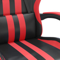 Produktbild för Gamingstol med fotstöd svart och röd konstläder