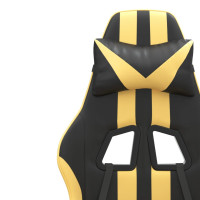 Produktbild för Gamingstol med fotstöd svart och guld konstläder