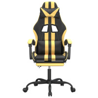 Produktbild för Gamingstol med fotstöd svart och guld konstläder