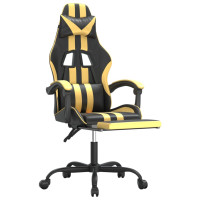 Produktbild för Gamingstol med fotstöd svart och guld konstläder
