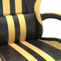 Produktbild för Gamingstol med fotstöd svart och guld konstläder