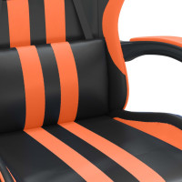 Miniatyr av produktbild för Gamingstol med fotstöd svart och orange konstläder