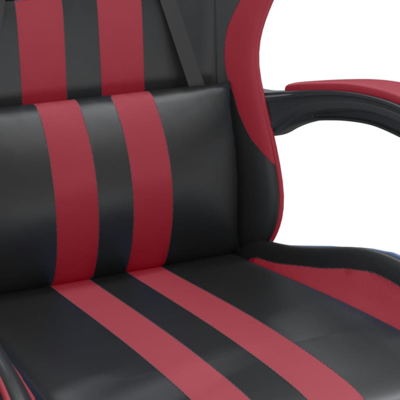 Produktbild för Gamingstol med fotstöd svart och vinröd konstläder