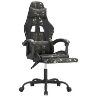Produktbild för Gamingstol med fotstöd svart och kamouflage konstläder