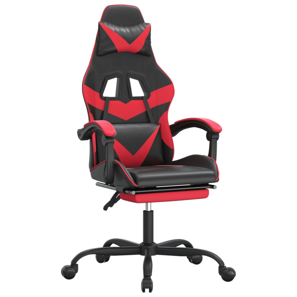 Produktbild för Gamingstol med fotstöd svart och röd konstläder