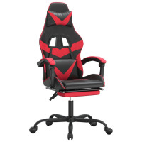 Produktbild för Gamingstol med fotstöd svart och röd konstläder