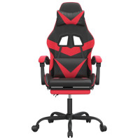 Produktbild för Gamingstol med fotstöd svart och röd konstläder