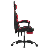 Produktbild för Gamingstol med fotstöd svart och röd konstläder