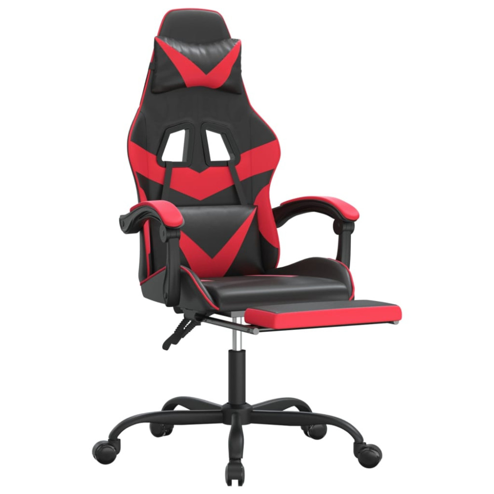Produktbild för Gamingstol med fotstöd svart och röd konstläder