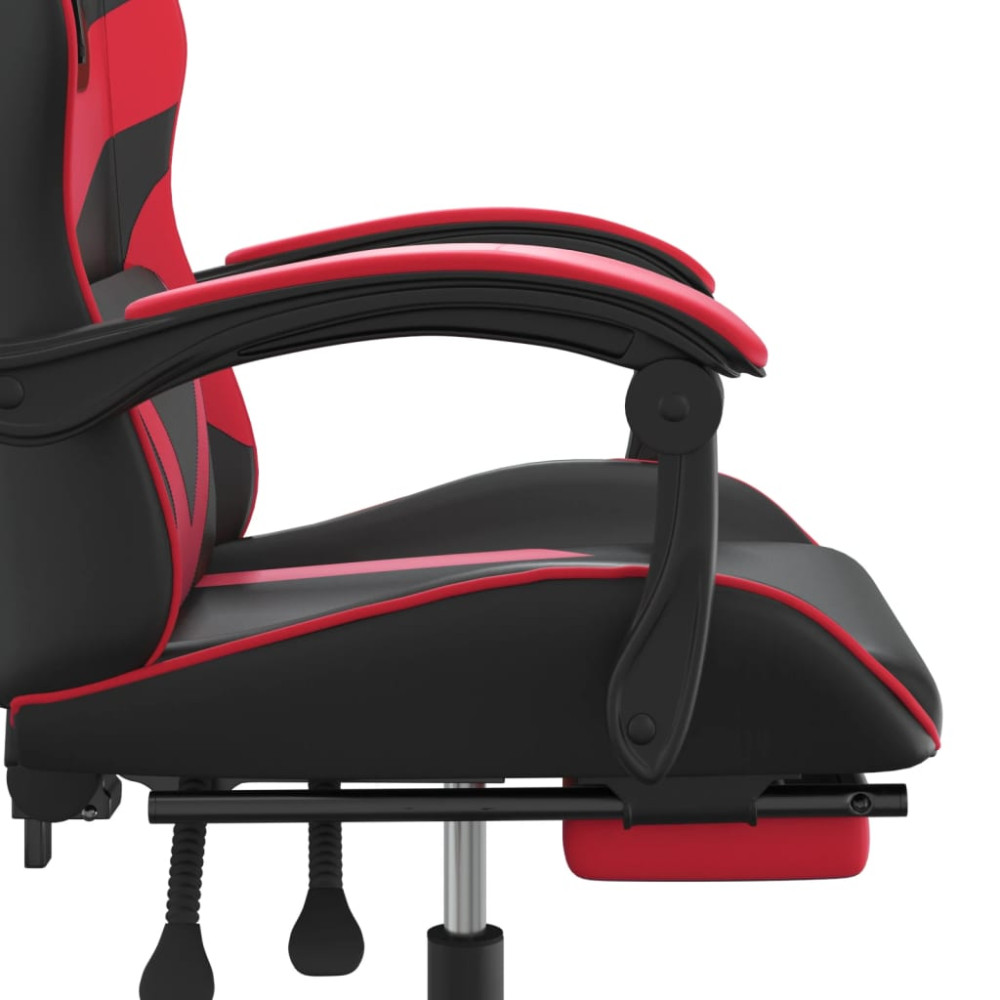 Produktbild för Gamingstol med fotstöd svart och röd konstläder
