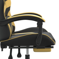 Produktbild för Gamingstol med fotstöd svart och guld konstläder