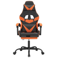 Produktbild för Gamingstol med fotstöd svart och orange konstläder
