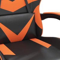 Produktbild för Gamingstol med fotstöd svart och orange konstläder