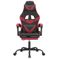 Produktbild för Gamingstol med fotstöd svart och vinröd konstläder