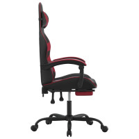 Produktbild för Gamingstol med fotstöd svart och vinröd konstläder