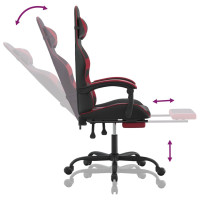 Produktbild för Gamingstol med fotstöd svart och vinröd konstläder
