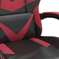Produktbild för Gamingstol med fotstöd svart och vinröd konstläder