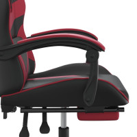 Produktbild för Gamingstol med fotstöd svart och vinröd konstläder