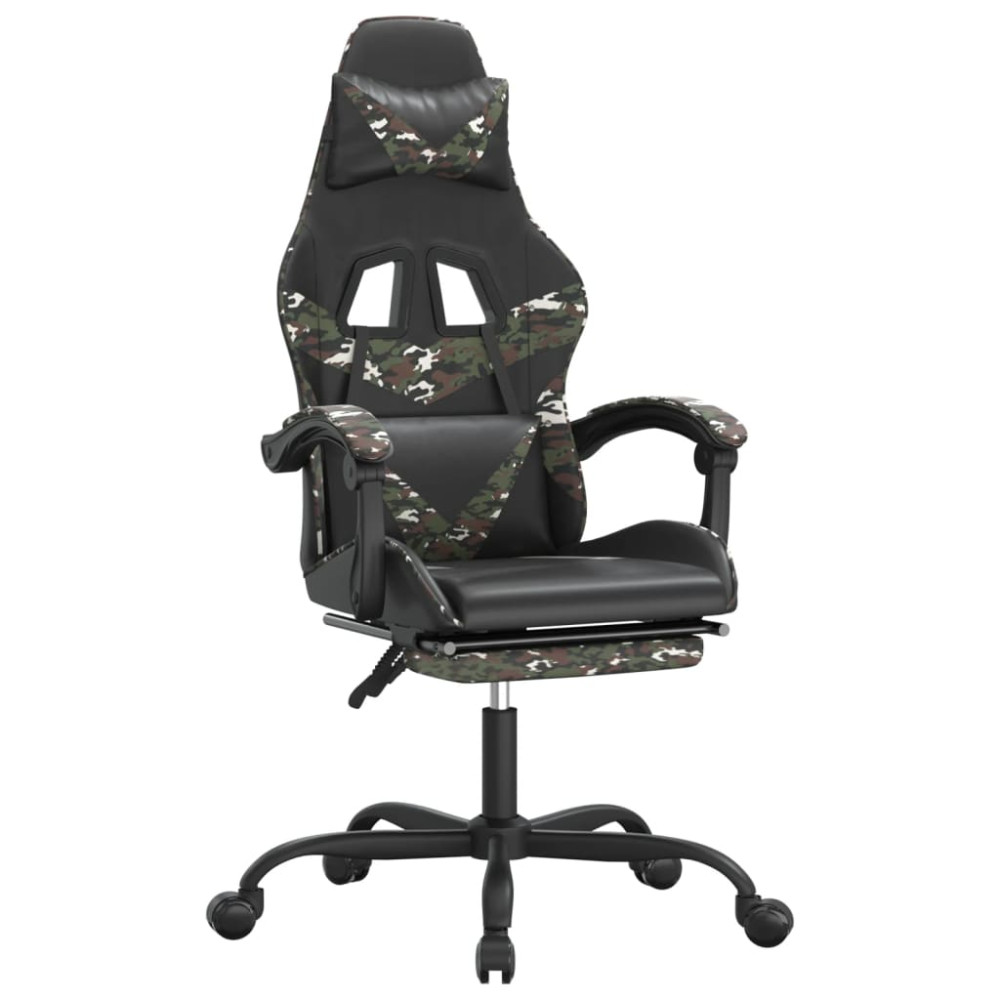 Produktbild för Gamingstol med fotstöd svart och kamouflage konstläder