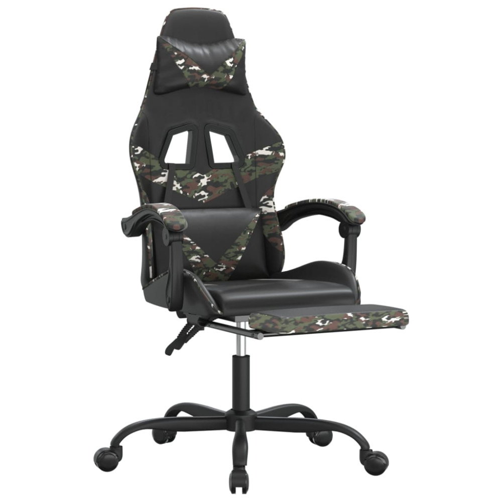 Produktbild för Gamingstol med fotstöd svart och kamouflage konstläder