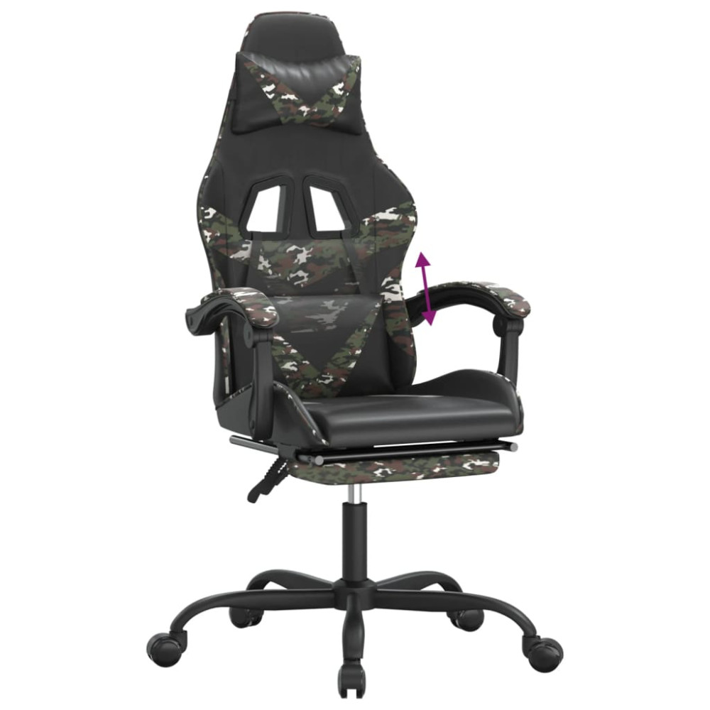 Produktbild för Gamingstol med fotstöd svart och kamouflage konstläder