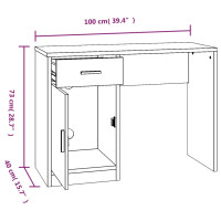 Produktbild för Skrivbord lådor & skåp svart 100x40x73cm konstruerat trä