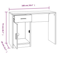 Produktbild för Skrivbord lådor & skåp vit högglans 100x40x73cm konstruerat trä