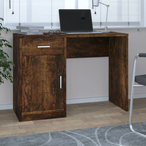 vidaXL Skrivbord lådor & skåp rökfärgad ek 100x40x73cm konstruerat trä