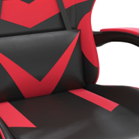 Produktbild för Snurrbar gamingstol med fotstöd svart och röd konstläder