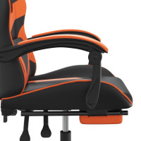 Produktbild för Snurrbar gamingstol med fotstöd svart och orange konstläder