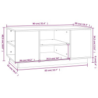 Produktbild för Soffbord vit 90x49x40,5 cm massiv furu