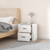 Produktbild för Väggmonterat sängbord vit högglans 50x36x47 cm