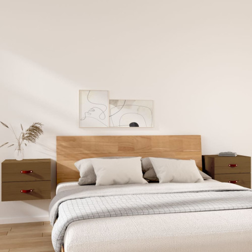 vidaXL Väggmonterade sängbord 2 st Honungsbrun 50x36x40 cm