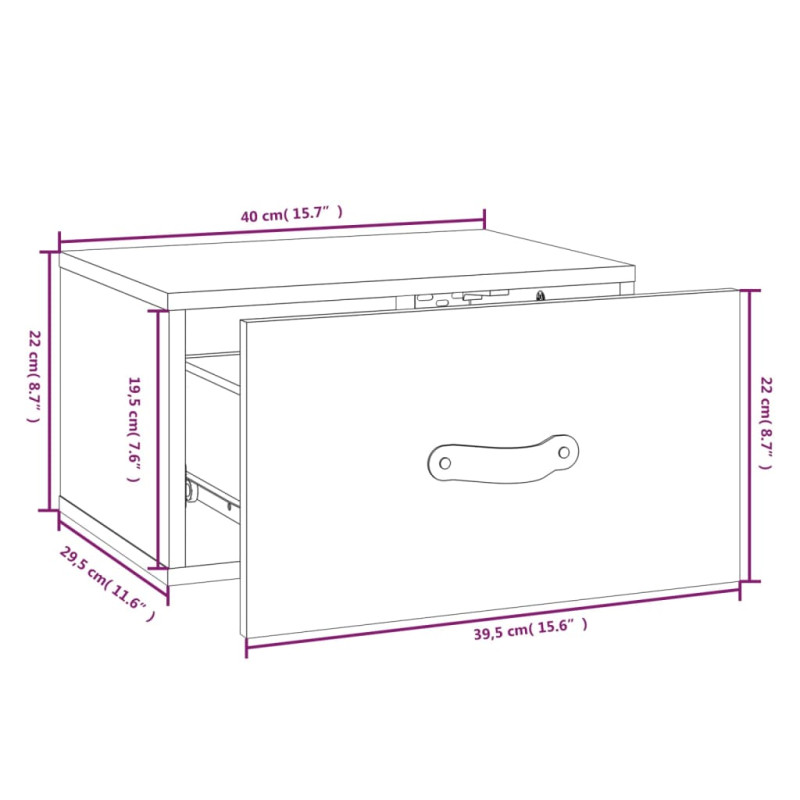Produktbild för Väggmonterade sängbord 2 st grå 40x29,5x22 cm