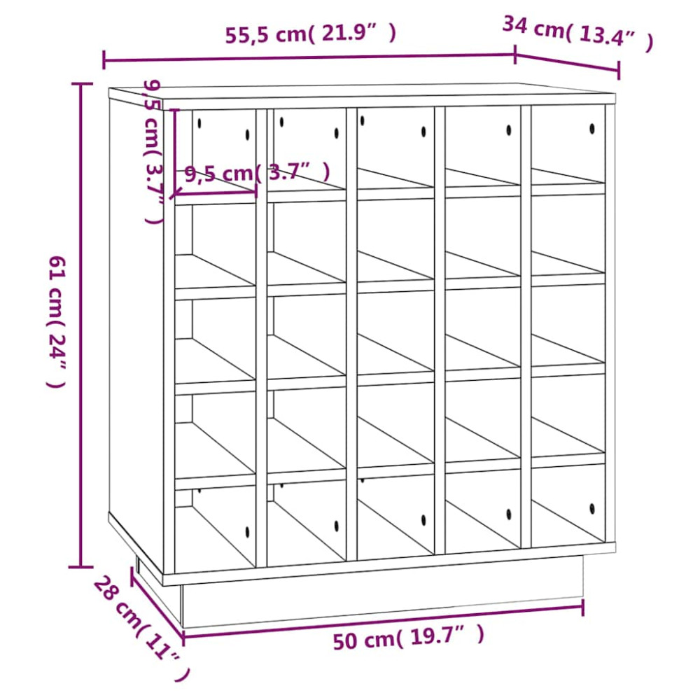 Produktbild för Vinskåp vit 55,5x34x61 cm massiv furu