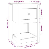 Produktbild för Sängbord 2 st vit 40x35x61,5 cm massiv furu