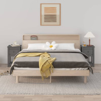 Produktbild för Sängbord 2 st grå 40x35x61,5 cm massiv furu
