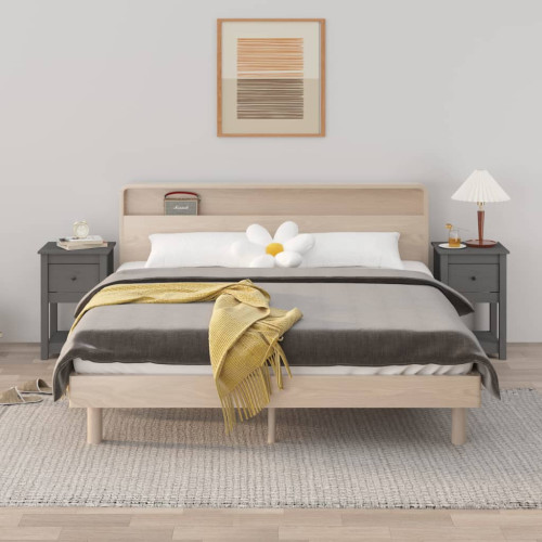 vidaXL Sängbord 2 st grå 40x35x61,5 cm massiv furu