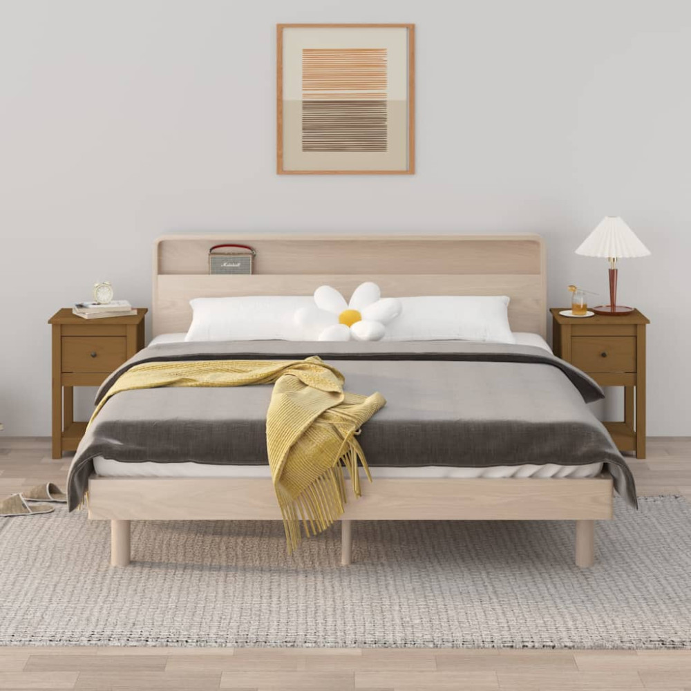Produktbild för Sängbord 2 st honungsbrun 40x35x61,5 cm massiv furu