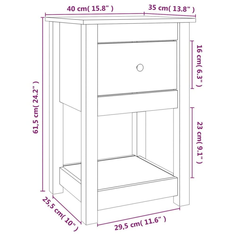 Produktbild för Sängbord 2 st honungsbrun 40x35x61,5 cm massiv furu