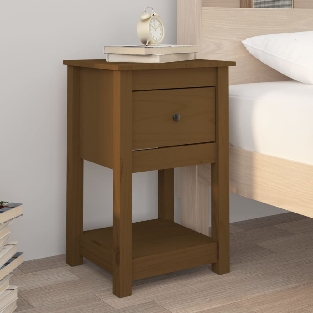 Produktbild för Sängbord 2 st honungsbrun 40x35x61,5 cm massiv furu