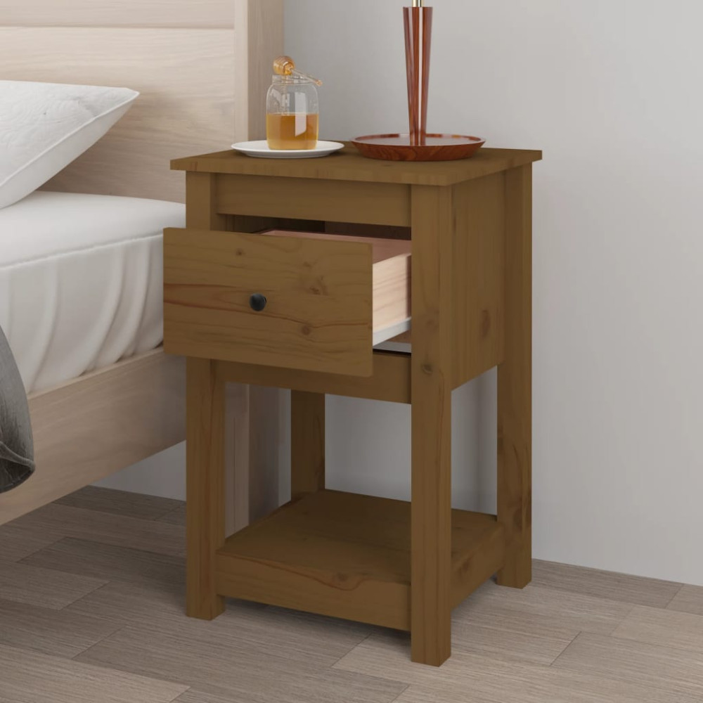 Produktbild för Sängbord 2 st honungsbrun 40x35x61,5 cm massiv furu