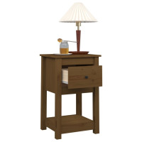 Produktbild för Sängbord 2 st honungsbrun 40x35x61,5 cm massiv furu